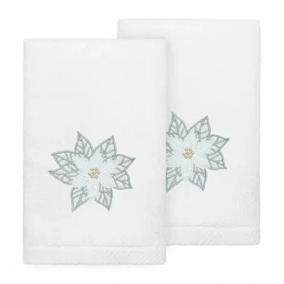 Linum Home Textiles Christmas Blossom Embroidered 2-pc. Hand Towel In White