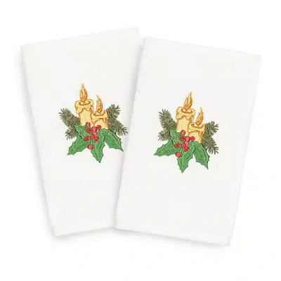 Linum Home Textiles Christmas Candles 2-pc. Hand Towel In White