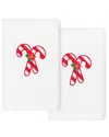 Linum Home Textiles Xmas Candy Canes Embroidered 2-pc. Hand Towel