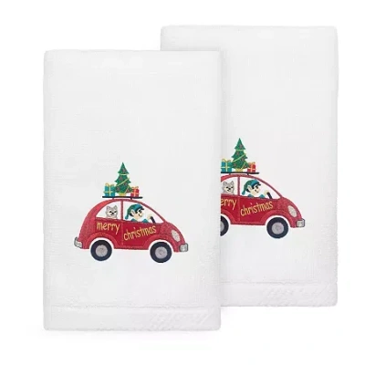Linum Home Textiles Christmas Car 2-pc. Embellished Hand Towel In Sand