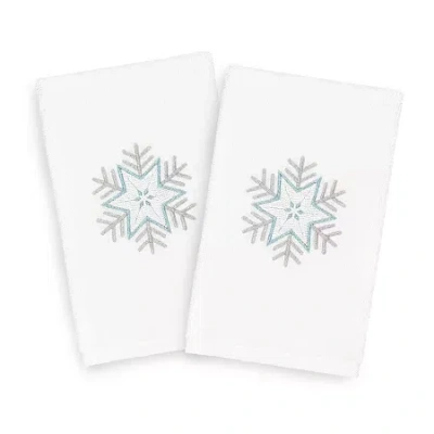 Linum Home Textiles Christmas Crystal Embroidered 2-pc. Hand Towel In White