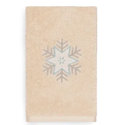 Linum Home Textiles Christmas Crystal Embroidered Luxury 100% Turkish Cotton Hand Towel In Sand