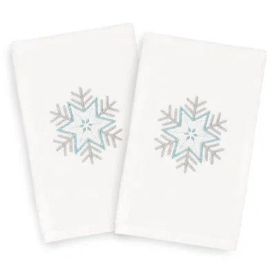 Linum Home Textiles Christmas Crystal Embroidered Luxury Turkish Cotton Hand Towel In White