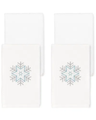 Linum Home Textiles Christmas Crystal Hand Towel Set (set Of 4) In White