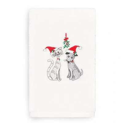 Linum Home Textiles Christmas Cute Couple Embroidered Luxury Turkish Cotton Hand Towel In White
