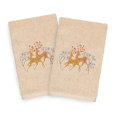 Linum Home Textiles Christmas Deer Pair 2-pc. Hand Towel In Neutral
