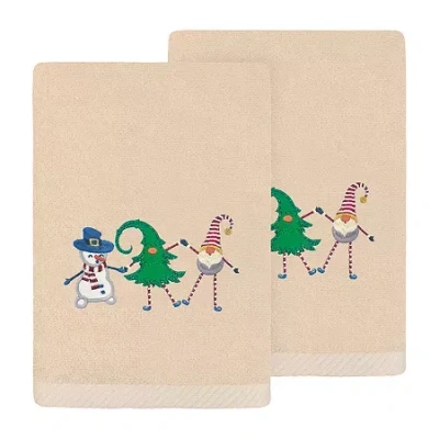 Linum Home Textiles Christmas Frolic Embroidered 2-pc. Hand Towel In Neutral