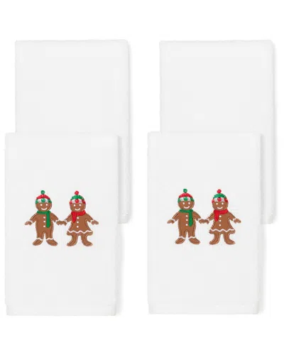 Linum Home Textiles Christmas Gingerbread Hand Towel Set (set Of 4) In White
