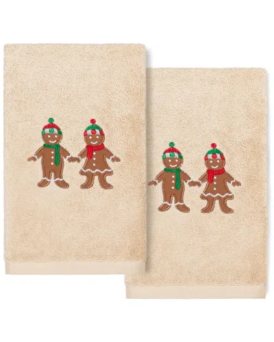 LINUM HOME TEXTILES LINUM HOME TEXTILES CHRISTMAS GINGERBREAD SAND HAND TOWELS (SET OF 2)