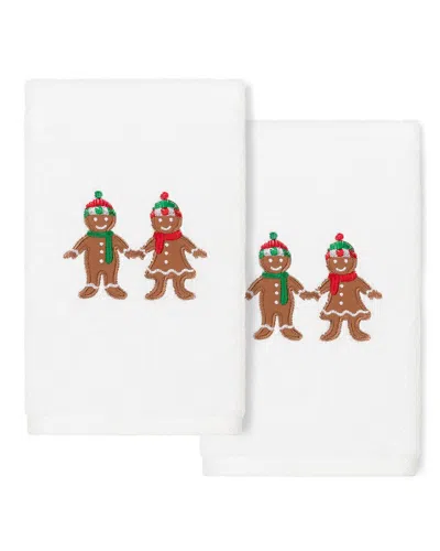 Linum Home Textiles Christmas Gingerbread White Hand Towels (set Of 2)