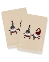 Linum Home Textiles Christmas Gnomes Embroidered 2-pc. Hand Towel In Beige