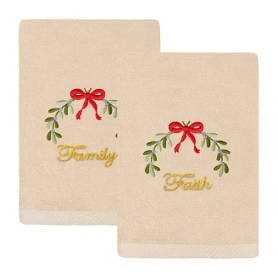 Linum Home Textiles Christmas Ideals Embroidered 2-pc. Hand Towel In Neutral