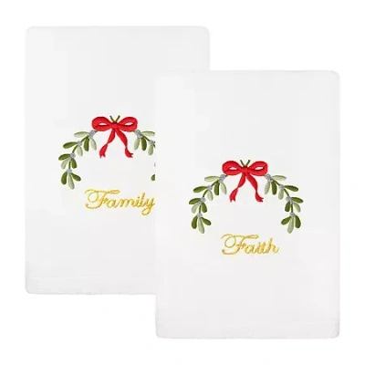 Linum Home Textiles Christmas Ideals Embroidered 2-pc. Hand Towel In White