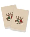 Linum Home Textiles Christmas Kisses Embroidered 2-pc. Hand Towel In Beige