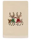 Linum Home Textiles Christmas Kisses - Embroidered Luxury Turkish Cotton Hand Towel In Beige