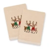 Linum Home Textiles Christmas Kisses Embroidered 2-pc. Hand Towel In Neutral