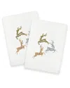 Linum Home Textiles Xmas Leaping Deer Embroidered 2-pc. Hand Towel In White