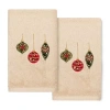 Linum Home Textiles Christmas Ornament Embroidered 2-pc. Hand Towel In Neutral