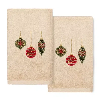 Linum Home Textiles Christmas Ornament Embroidered 2-pc. Hand Towel In Neutral