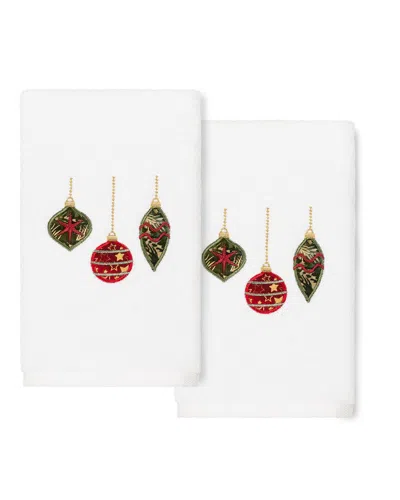 Linum Home Textiles Christmas Ornaments White Hand Towels (set Of 2)