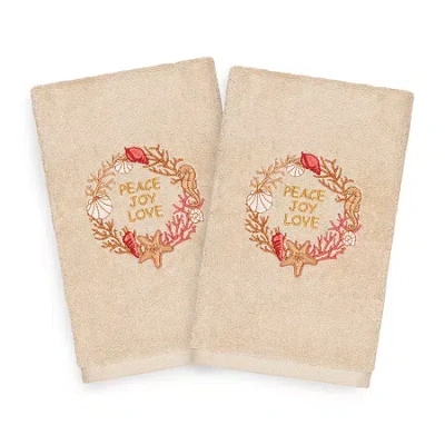 Linum Home Textiles Christmas Peace 2-pc. Hand Towel In Sand