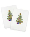 Linum Home Textiles Christmas Presents - Embroidered Luxury Set Of 2 Turkish Cotton Hand Towels In White