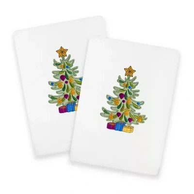 Linum Home Textiles Christmas Presents Embroidered 2-pc. Hand Towel In White