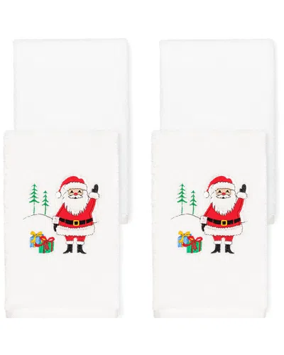 Linum Home Textiles Christmas Santa Waving Hand Towel Set (set Of 4) In Multi