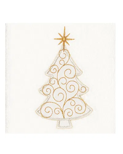 Linum Home Textiles Christmas Scroll Tree White Hand Towels (set Of 2)