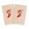 Linum Home Textiles Christmas Stocking 2-pc. Hand Towel In Red