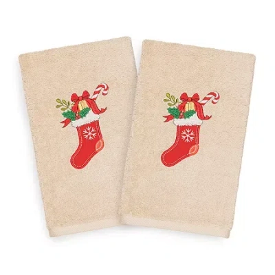 Linum Home Textiles Christmas Stocking 2-pc. Hand Towel In Red