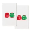Linum Home Textiles Christmas Sweaters Embroidered 2-pc. Hand Towel In White