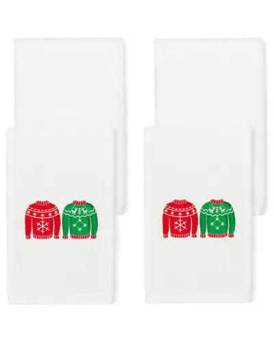 Linum Home Textiles Christmas Sweaters Hand Towel Set (set Of 4) In Multi