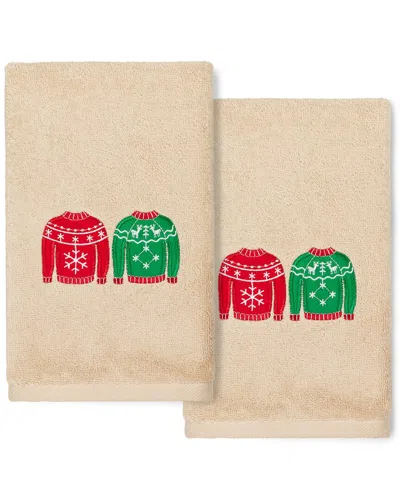 Linum Home Textiles Christmas Sweaters Sand Hand Towels (set Of 2)