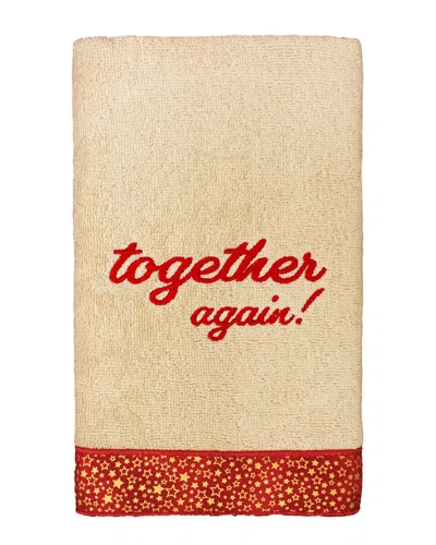 Linum Home Textiles Christmas Together Again Embroidered Turkish Cotton Hand Towel In Sand