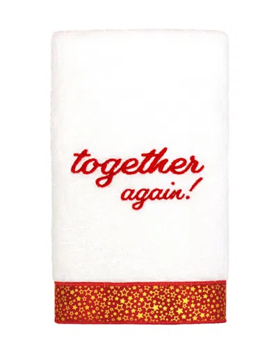 Linum Home Textiles Christmas Together Again Embroidered Turkish Cotton Hand Towel In White
