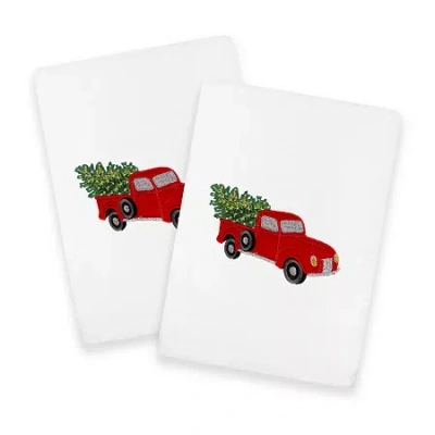 Linum Home Textiles Christmas Truck Embroidered 2-pc. Hand Towel In White