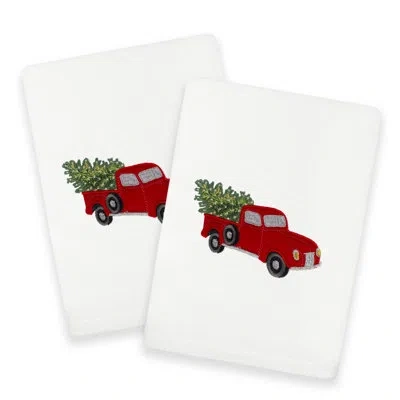 Linum Home Textiles Christmas Truck Turkish Cotton Hand Towel In White