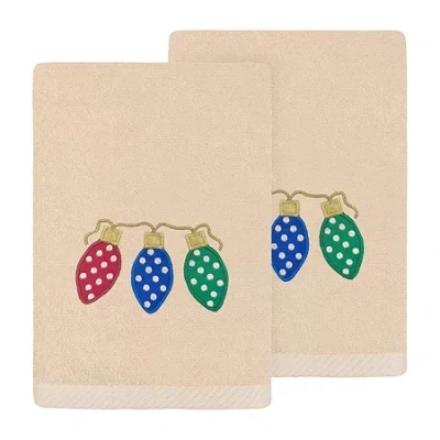 Linum Home Textiles Christmas Twinkle Embroidered 2-pc. Hand Towel In Neutral