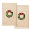 Linum Home Textiles Christmas Wreath Embroidered 2-pc. Hand Towel In Neutral