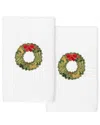 Linum Home Textiles Christmas Wreath White Hand Towels (set Of 2)
