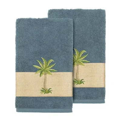 Linum Home Textiles Colton 2-pc. Embellished Hand Towel In Blue