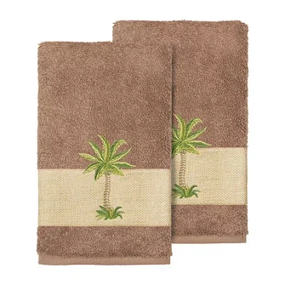 Linum Home Textiles Colton 2-pc. Embellished Hand Towel In Brown