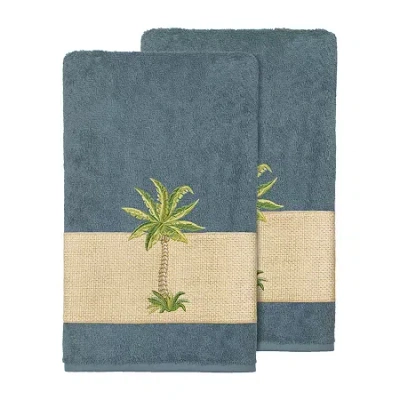 Linum Home Textiles Colton Embellished 2-pc. Bath Towel Set In Blue