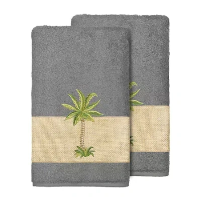 Linum Home Textiles Colton Embellished 2-pc. Bath Towel Set In Gray
