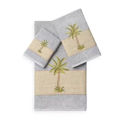 Linum Home Textiles Colton Embellished 3-pc. Bath Towel Set In Blue