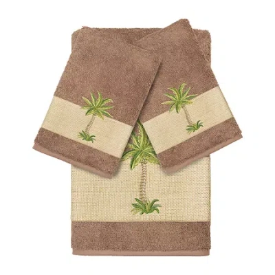 Linum Home Textiles Colton Embellished 3-pc. Bath Towel Set In Brown