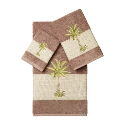 Linum Home Textiles Colton Embellished 3-pc. Bath Towel Set In Brown
