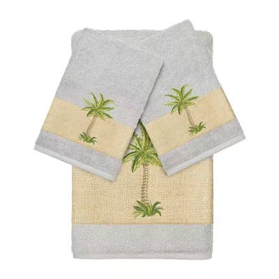 Linum Home Textiles Colton Embellished 3-pc. Bath Towel Set In Gray