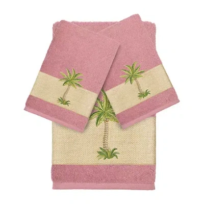 Linum Home Textiles Colton Embellished 3-pc. Bath Towel Set In Pink